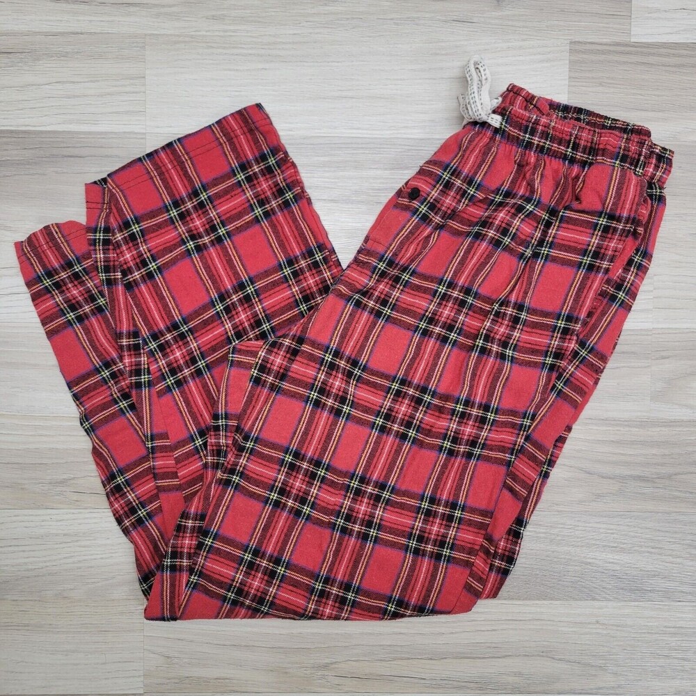 ASHFORD & BROOKS Mens Red Plaid Cotton Pajama Pants Size Small